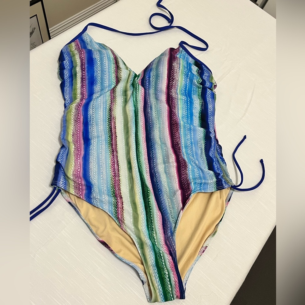 Striped Halter style Swim suit